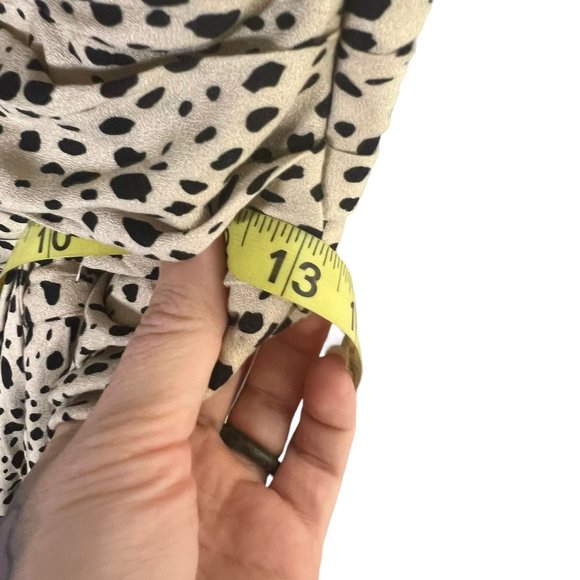 Ieena for MacDuggal Cream Black Cheetah Print One Long Sleeve Short Dress 4 - Picture 9 of 10